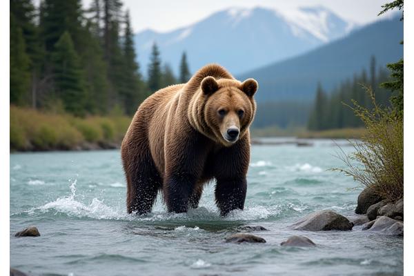Ours brun pêchant en Alaska