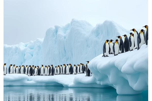 Manchots sur la glace en Antarctique