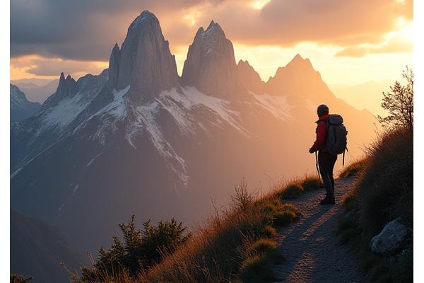 Randonneur face aux montagnes de Patagonie